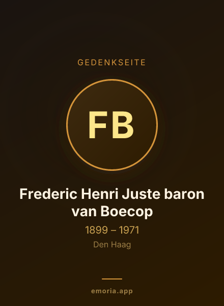 Gedenkportrait von Frederic Henri Juste baron van Boecop