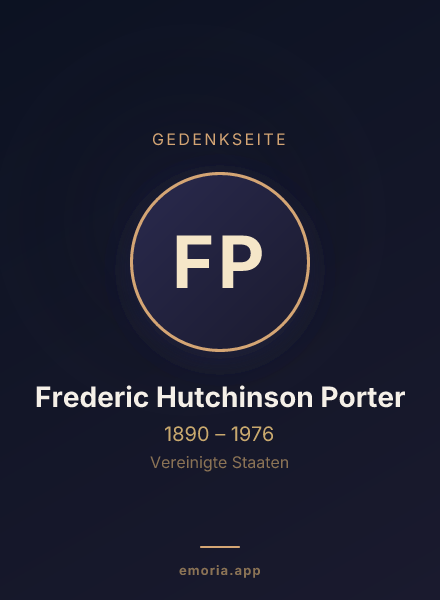 Gedenkportrait von Frederic Hutchinson Porter