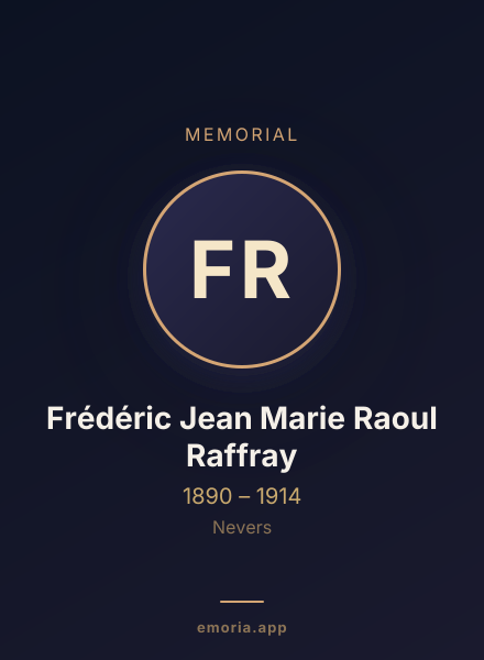 Memorial portrait of Frédéric Jean Marie Raoul Raffray
