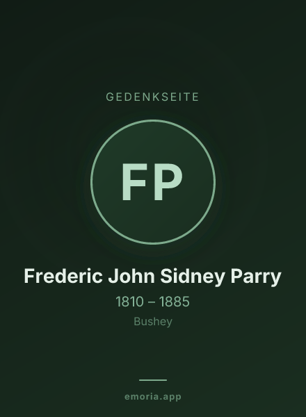 Gedenkportrait von Frederic John Sidney Parry