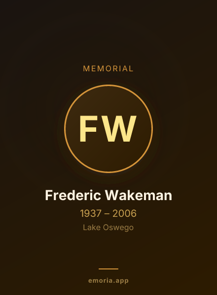 Memorial portrait of Frederic Wakeman