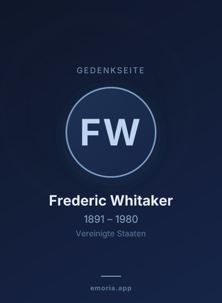 Gedenkportrait von Frederic Whitaker
