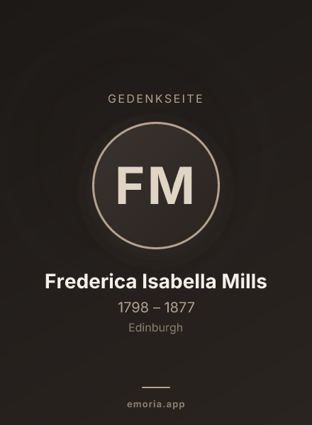 Gedenkportrait von Frederica Isabella Mills