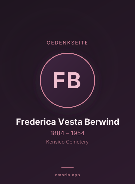 Gedenkportrait von Frederica Vesta Berwind