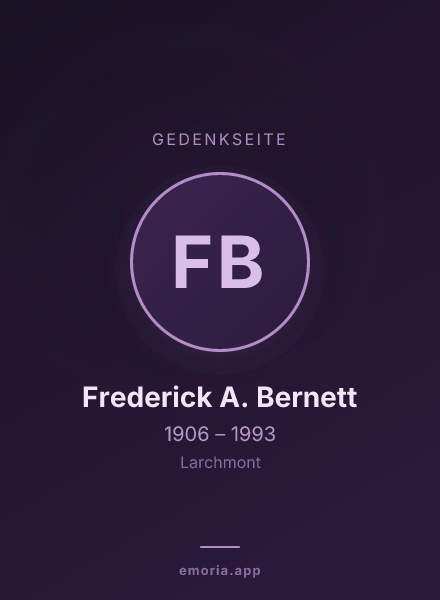 Gedenkportrait von Frederick A. Bernett