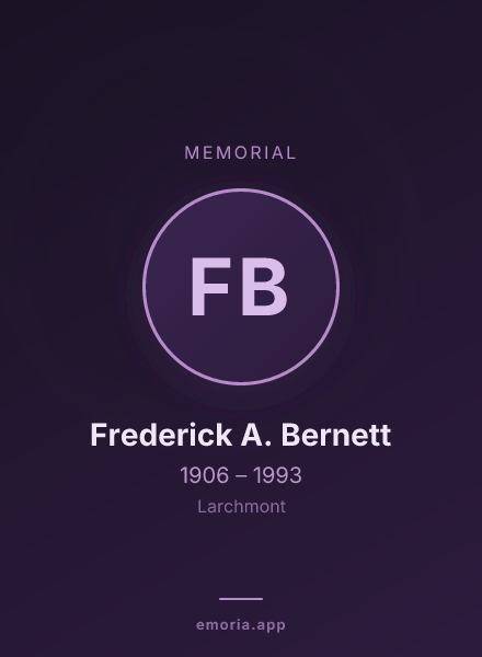 Memorial portrait of Frederick A. Bernett