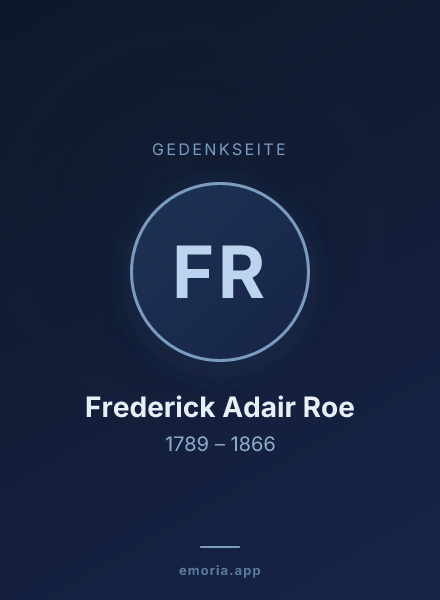 Gedenkportrait von Frederick Adair Roe