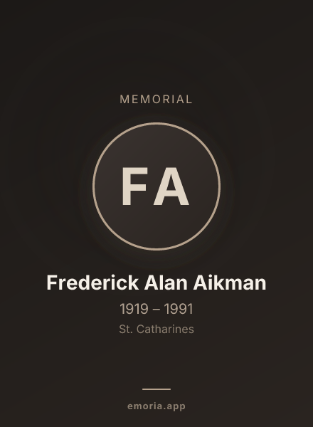 Memorial portrait of Frederick Alan Aikman