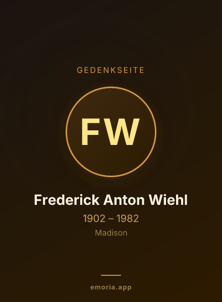 Gedenkportrait von Frederick Anton Wiehl