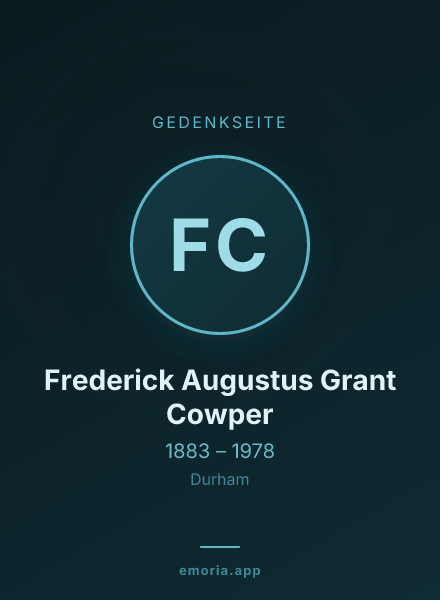 Gedenkportrait von Frederick Augustus Grant Cowper