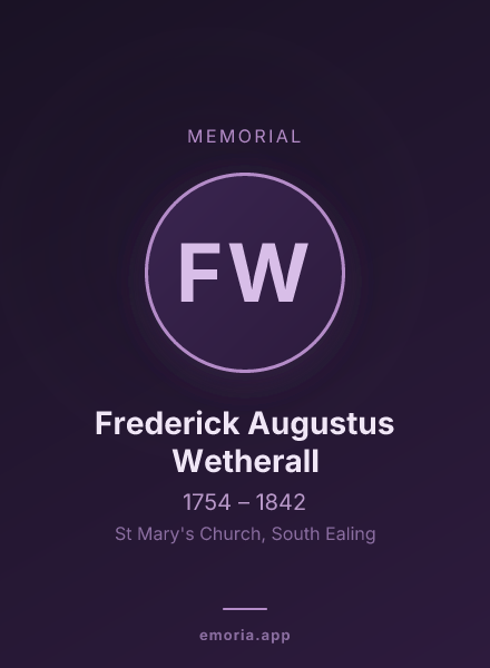 Memorial portrait of Frederick Augustus Wetherall