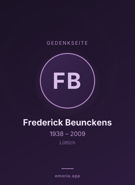 Gedenkportrait von Frederick Beunckens