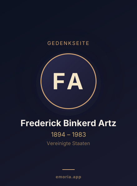 Gedenkportrait von Frederick Binkerd Artz