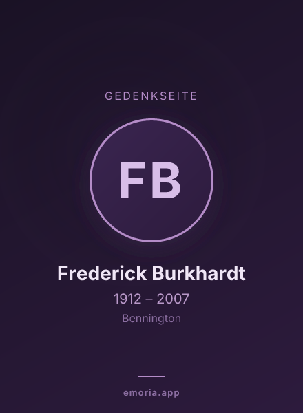 Gedenkportrait von Frederick Burkhardt