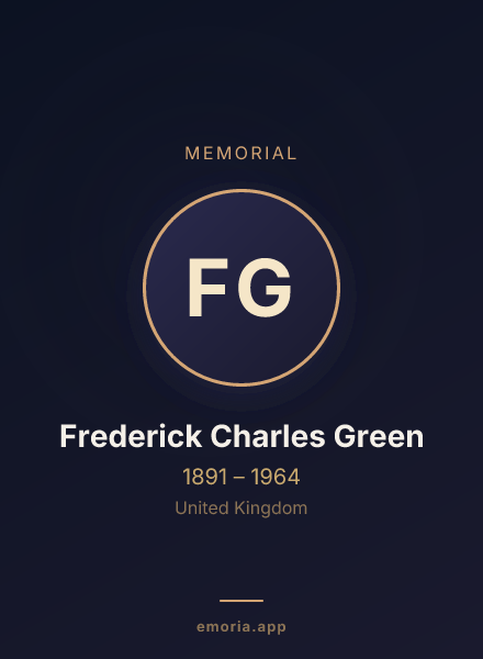 Memorial portrait of Frederick Charles Green