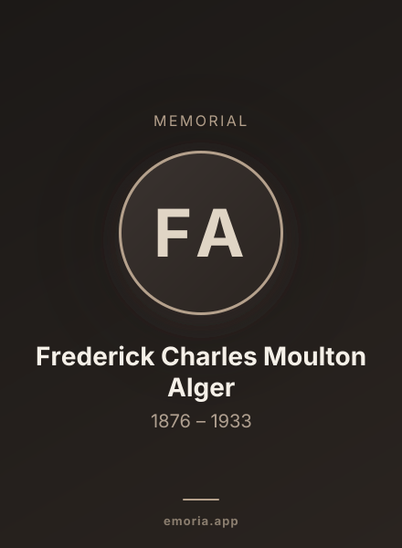Memorial portrait of Frederick Charles Moulton Alger