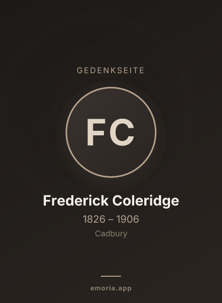 Gedenkportrait von Frederick Coleridge