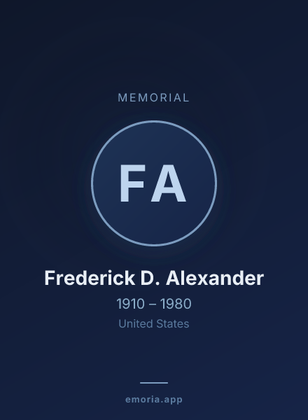 Memorial portrait of Frederick D. Alexander