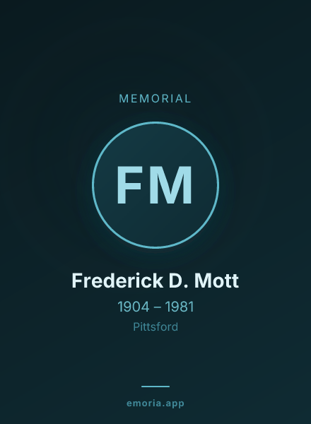 Memorial portrait of Frederick D. Mott