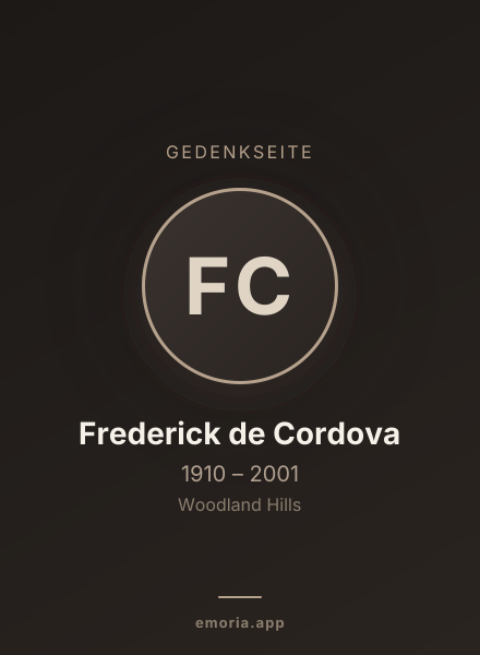 Gedenkportrait von Frederick de Cordova