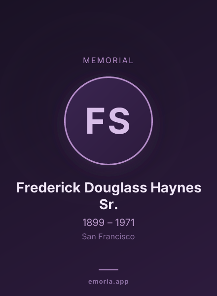 Memorial portrait of Frederick Douglass Haynes Sr.