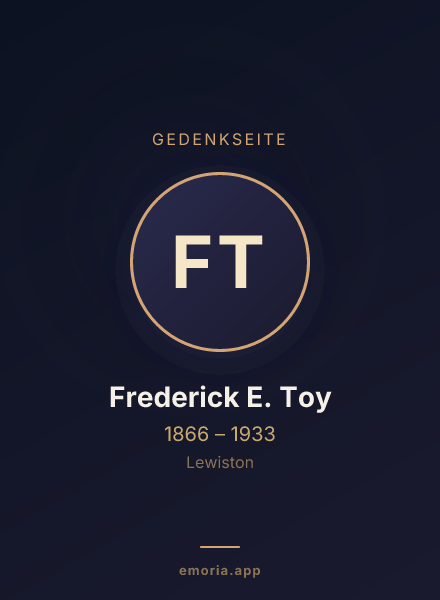 Gedenkportrait von Frederick E. Toy