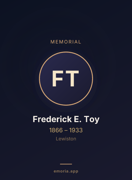 Memorial portrait of Frederick E. Toy