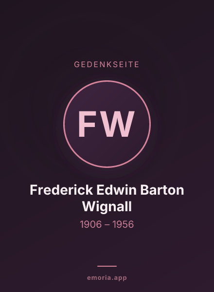 Gedenkportrait von Frederick Edwin Barton Wignall