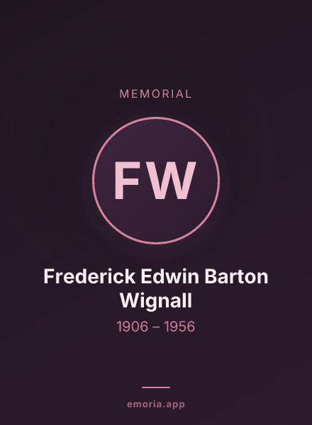 Memorial portrait of Frederick Edwin Barton Wignall