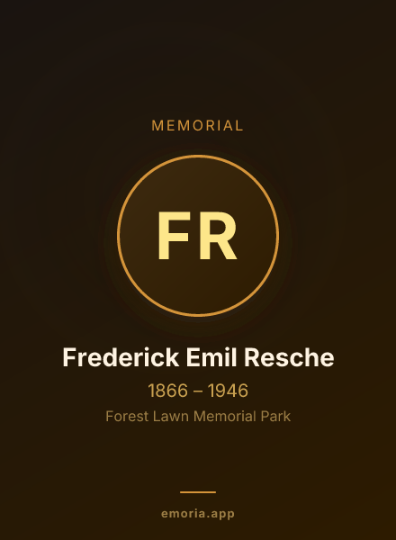 Memorial portrait of Frederick Emil Resche