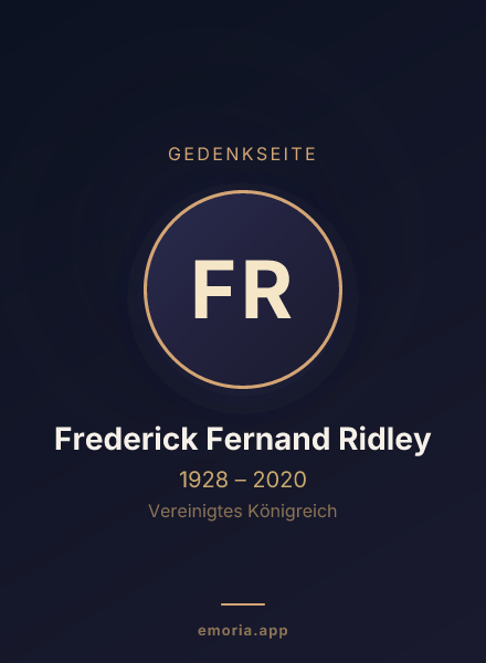 Gedenkportrait von Frederick Fernand Ridley