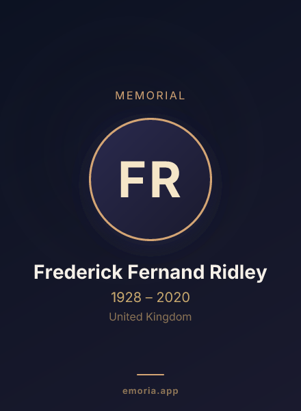Memorial portrait of Frederick Fernand Ridley