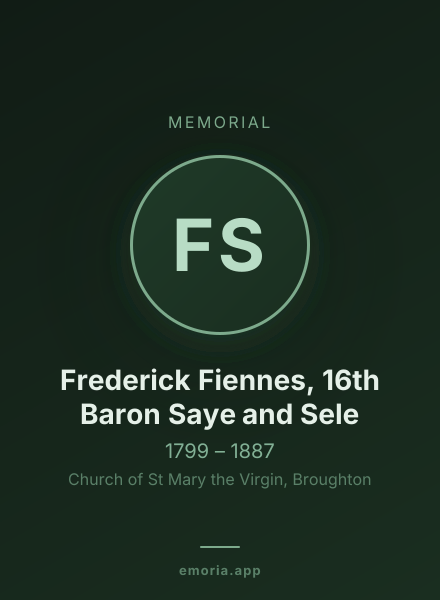 Memorial portrait of Frederick Fiennes, 16th Baron Saye and Sele