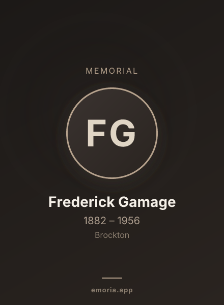 Memorial portrait of Frederick Gamage