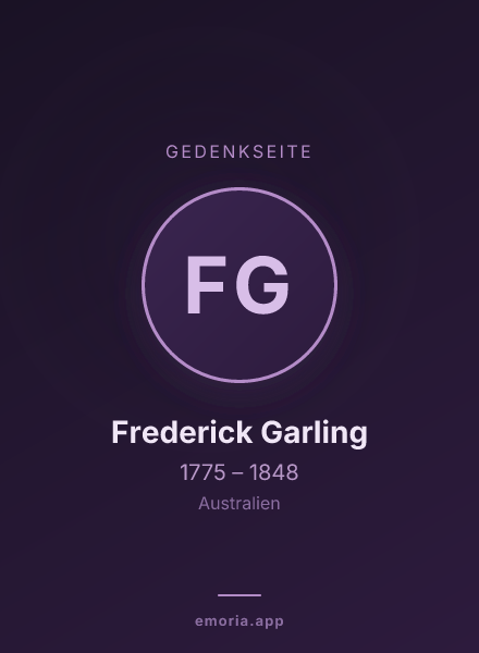 Gedenkportrait von Frederick Garling
