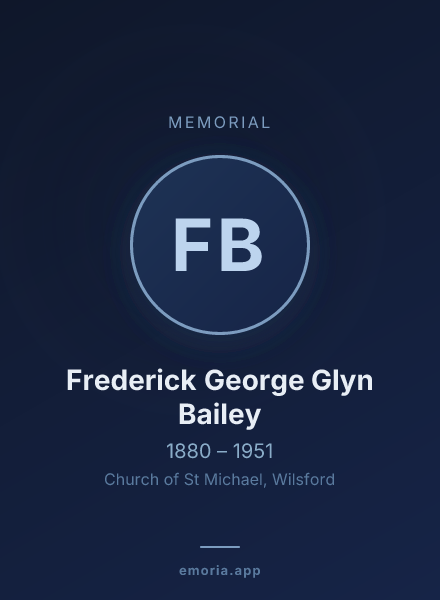 Memorial portrait of Frederick George Glyn Bailey