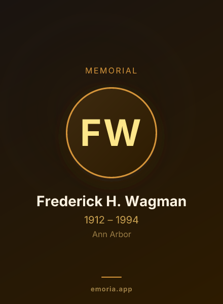 Memorial portrait of Frederick H. Wagman