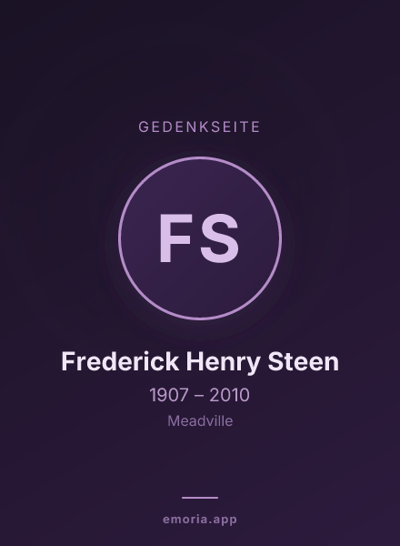 Gedenkportrait von Frederick Henry Steen