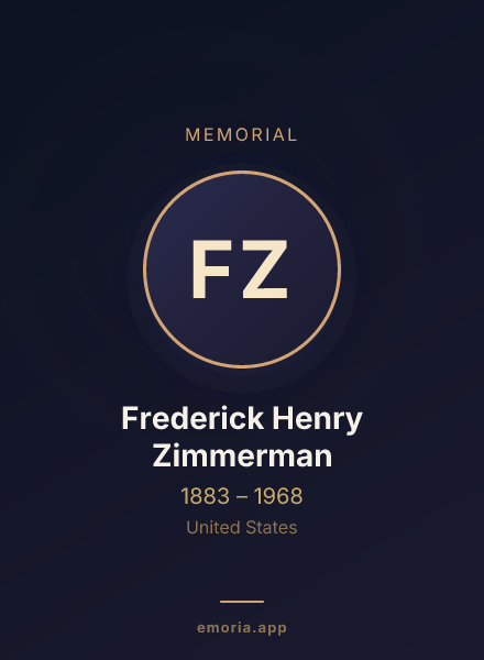 Memorial portrait of Frederick Henry Zimmerman
