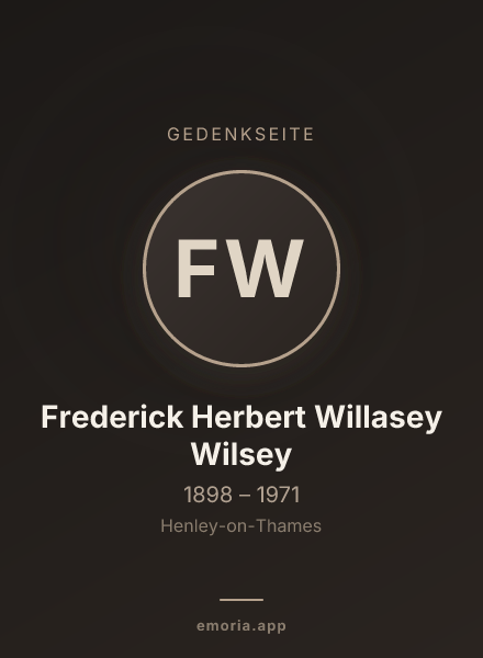 Gedenkportrait von Frederick Herbert Willasey Wilsey