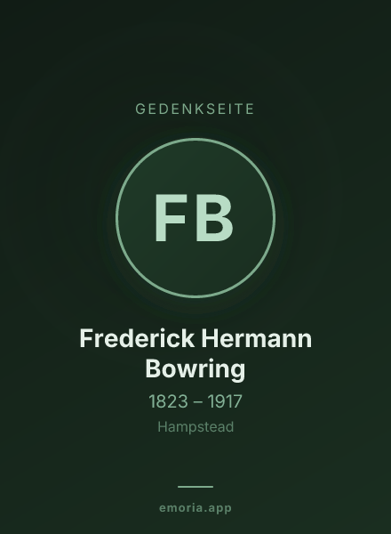 Gedenkportrait von Frederick Hermann Bowring