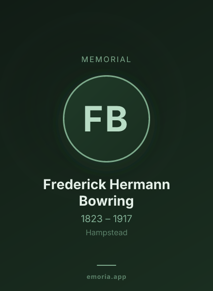 Memorial portrait of Frederick Hermann Bowring