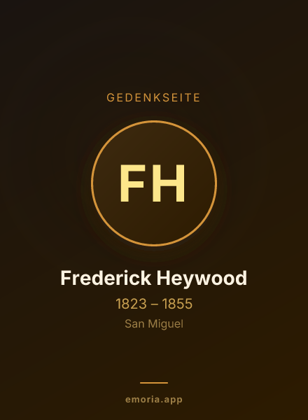 Gedenkportrait von Frederick Heywood