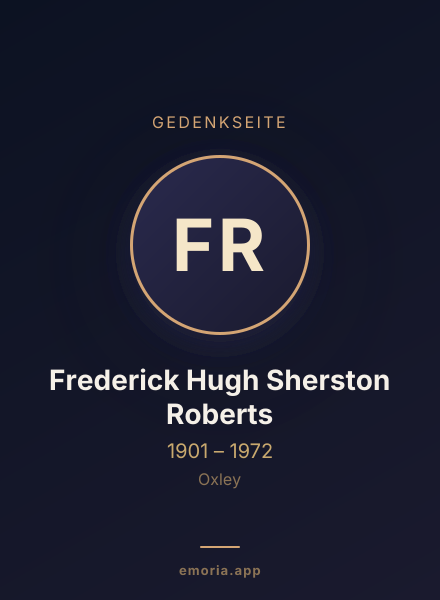 Gedenkportrait von Frederick Hugh Sherston Roberts