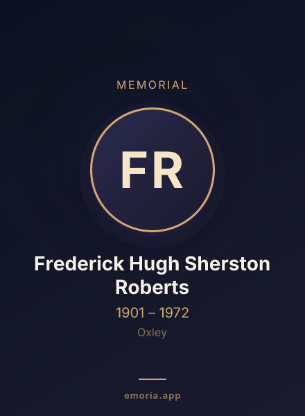 Memorial portrait of Frederick Hugh Sherston Roberts