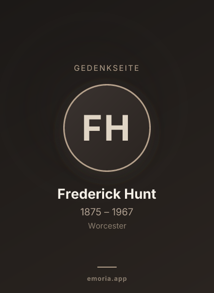 Gedenkportrait von Frederick Hunt