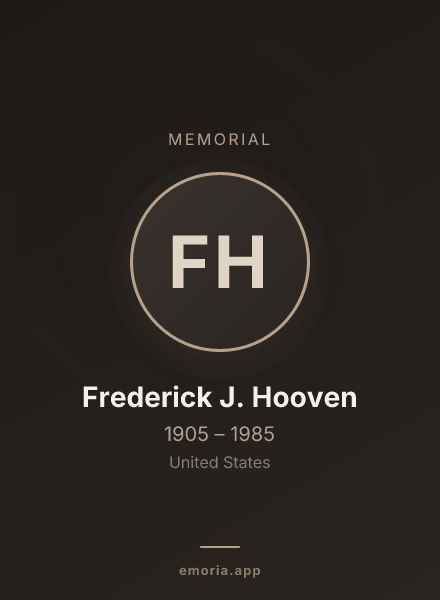 Memorial portrait of Frederick J. Hooven