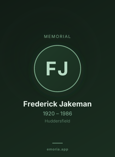 Memorial portrait of Frederick Jakeman