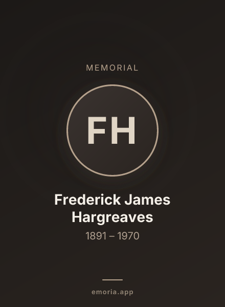 Memorial portrait of Frederick James Hargreaves