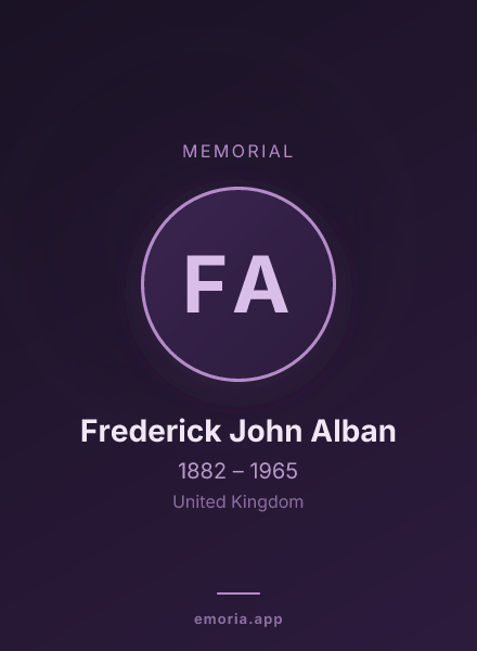 Memorial portrait of Frederick John Alban